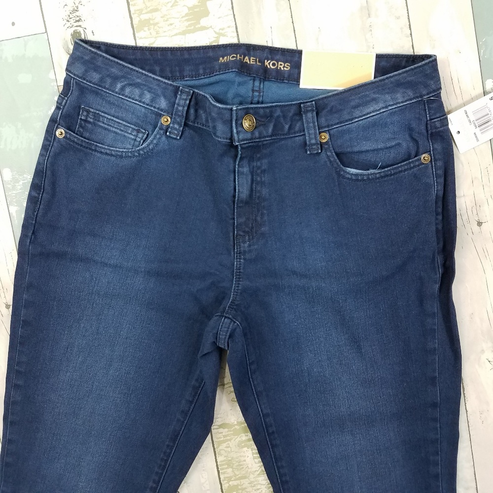 Michael Kors Izzy Skinny Released Hem Blue Jeans - Picture 2 of 8
